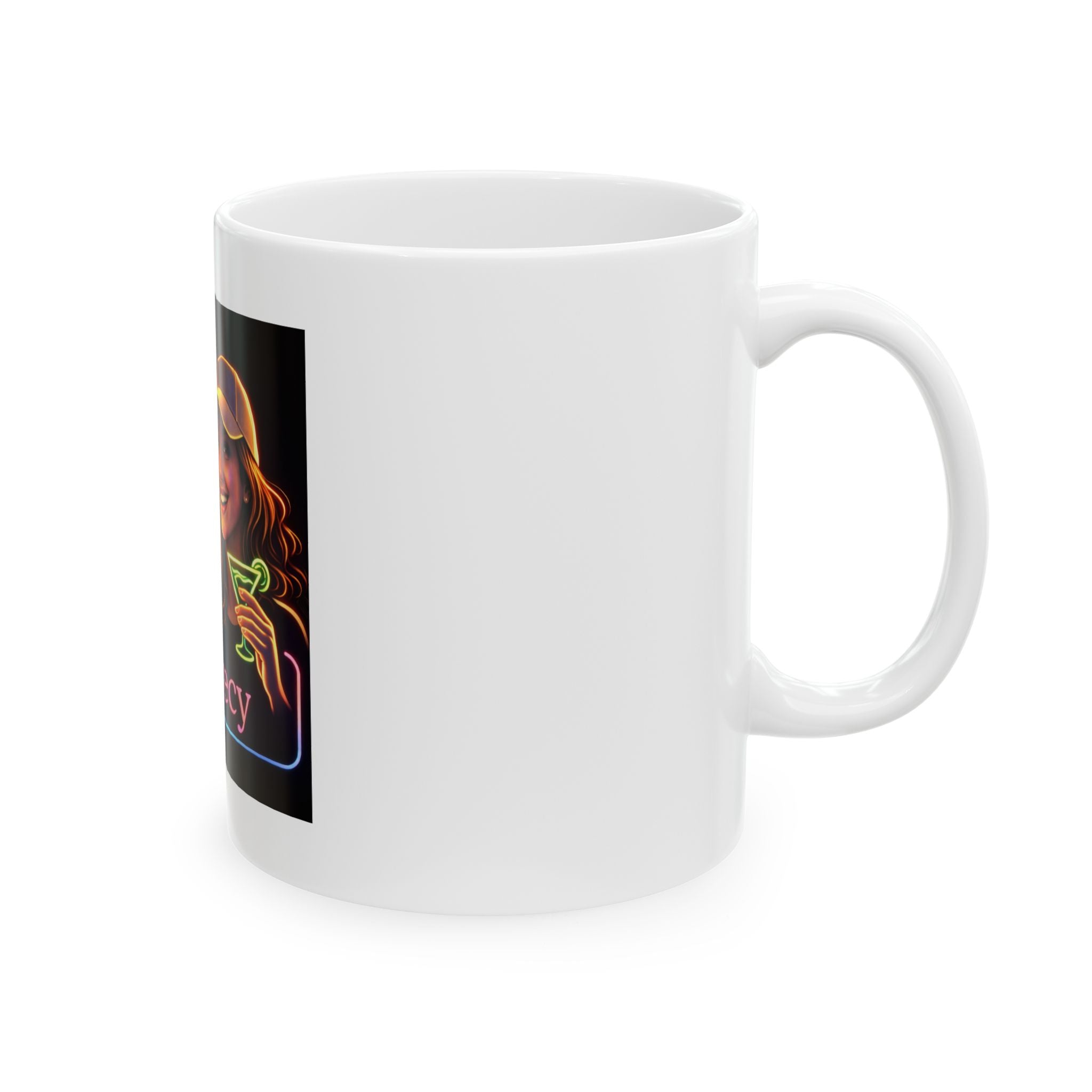 Sips & Secrecy Ceramic Mug — Neon Couple Cocktail Coffee Cup (11oz & 15oz)