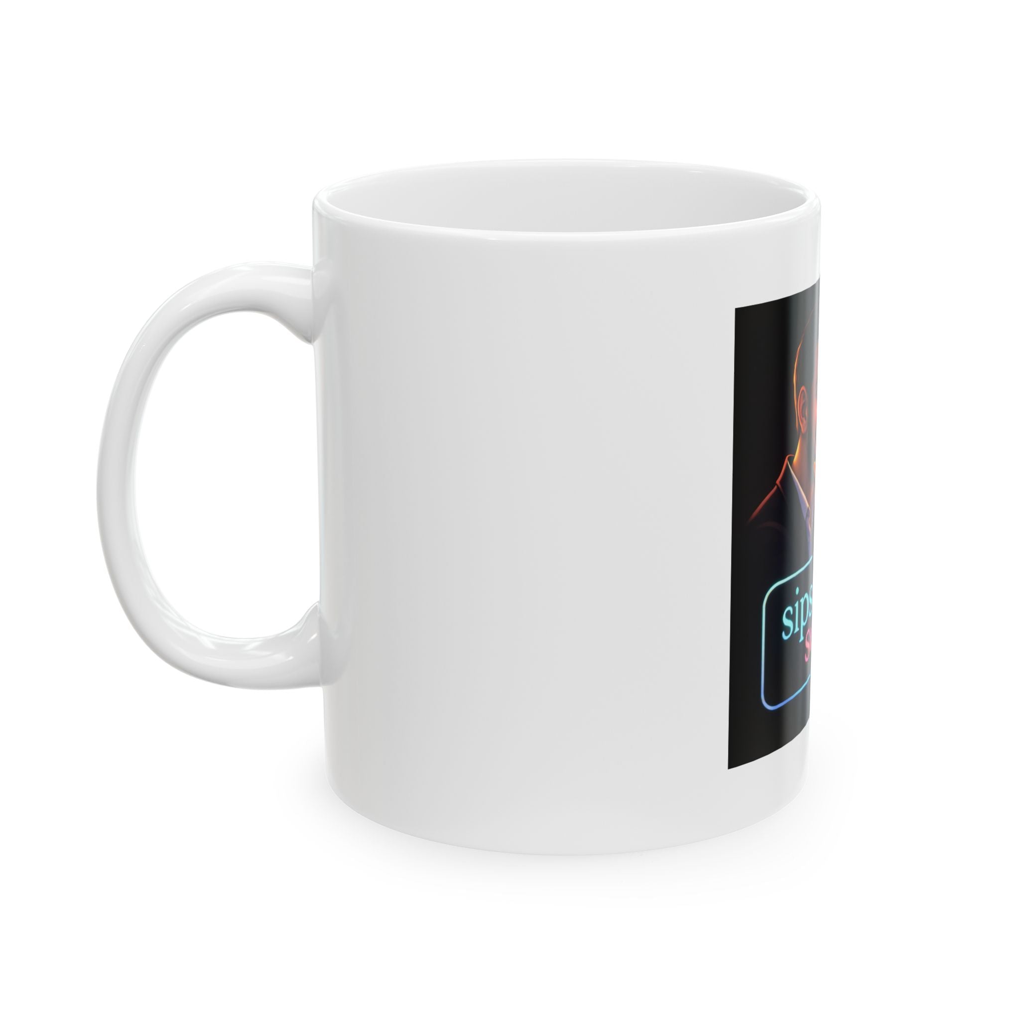 Sips & Secrecy Ceramic Mug — Neon Couple Cocktail Coffee Cup (11oz & 15oz)
